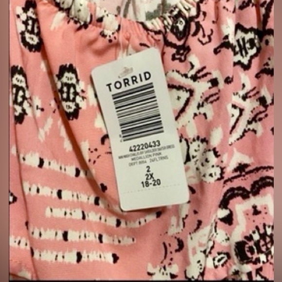 Torrid Mini Pink and Black Cold Shoulder Skater Dress - Picture 6 of 6